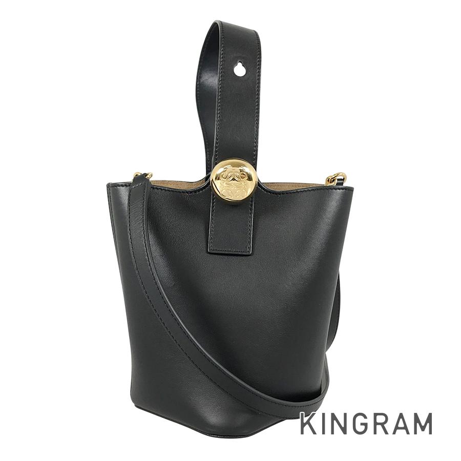 ロエベ LOEWE ペブル 井戸釣瓶御徒面子 ミニ AANBBBMX01 なめし革 ハンドバック sst【中古】