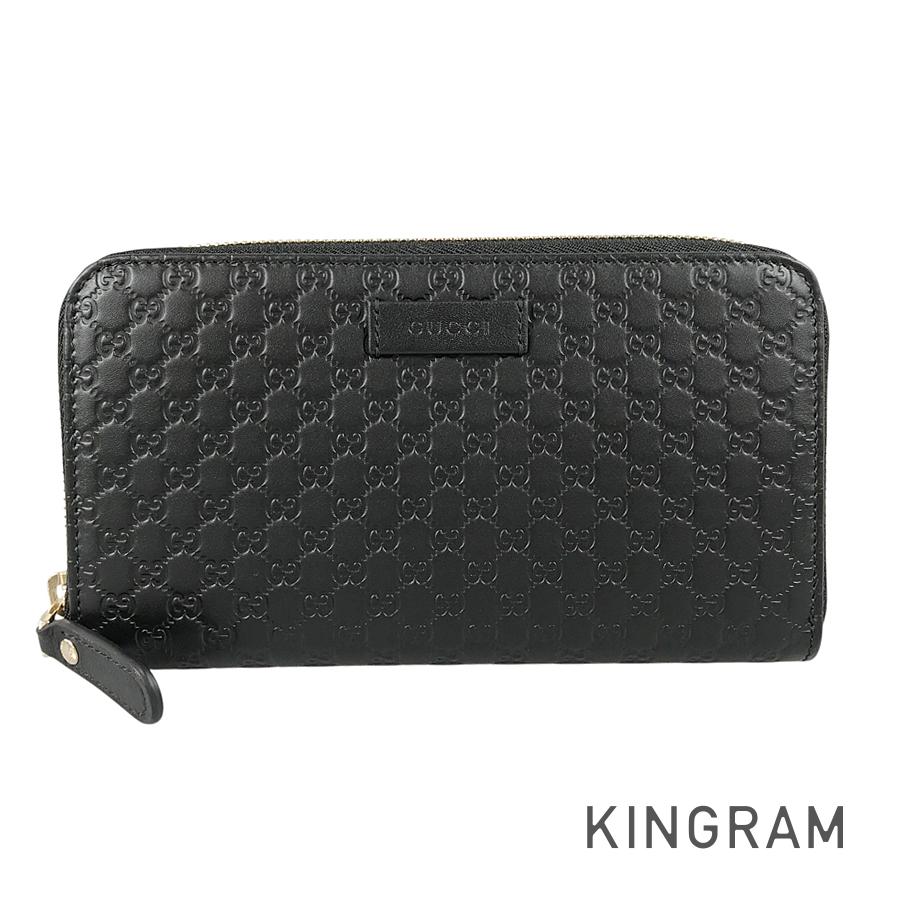 グッチ GUCCI マイクログッチシマ 449391 なめし革 長紙入れ ラウンドジッパー sh【中古】