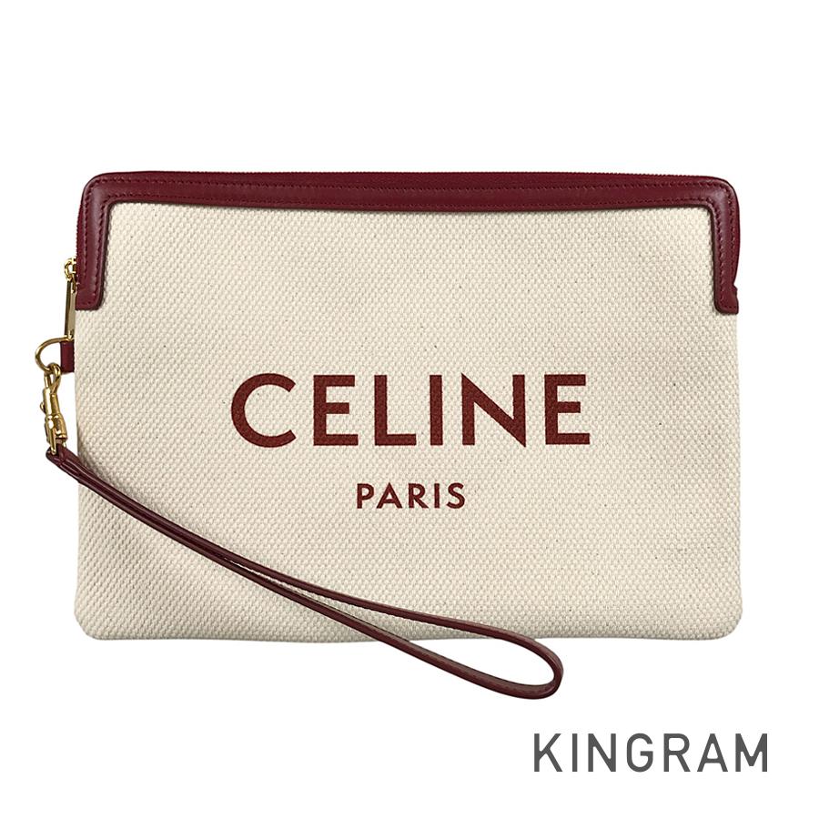 セリーヌ CELINE スモール 車寄せ ウィズ 同盟罷工さあ美 10J502ECW.02IN 帆布 クラッチペダル御徒面子 sst【中古】
