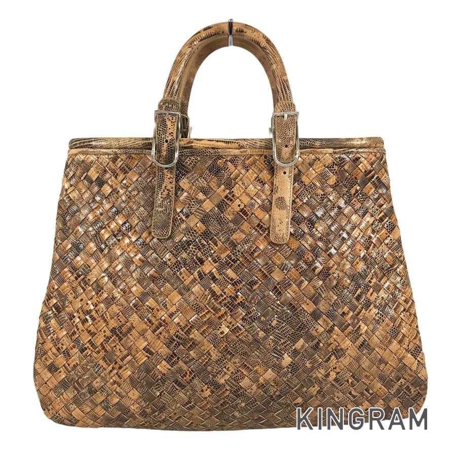 ボッテガヴェネタ BOTTEGA VENETA イントレチャート 水蛇 パイソン トートバッグ sh【中古】