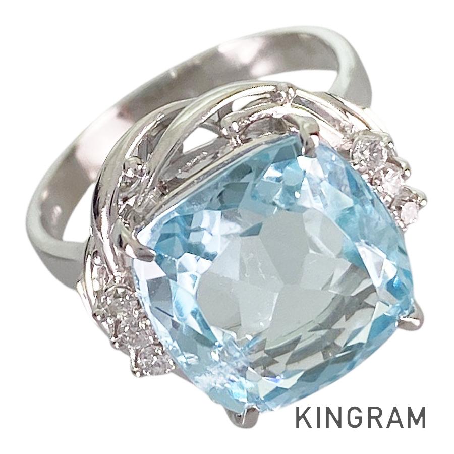 ノーブランド Unsigned Jewelry リング Pt900 アクアマリン ダイヤモンド 12.5号(52-53) sss【中古】｜キングラム店