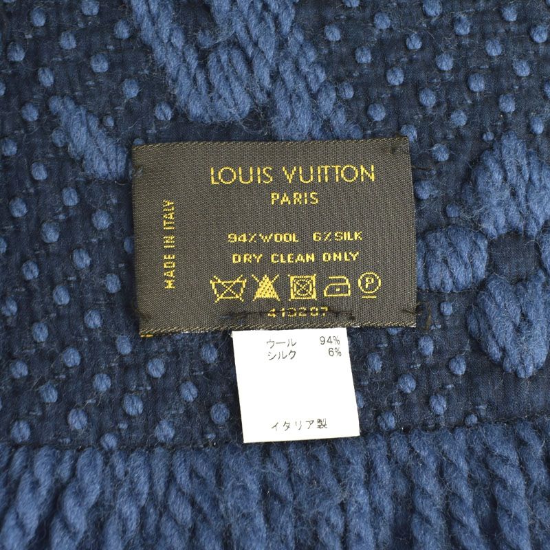 楽天市場 ルイ ヴィトン Louis Vuitton ネイビー ウール シルク レディース マフラー Mo 中古 キングラム楽天市場店