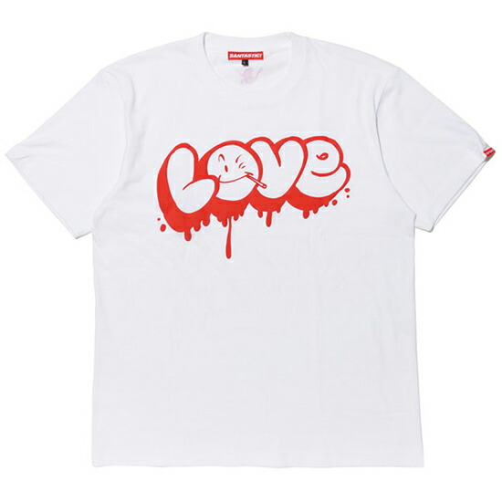 サンタスティック Tシャツ メンズ レディース SANTASTIC LOVE T-Shirt 半袖 ロゴ マンガ 漫画 TOKYO TRIBE 井上三太 コットン プレゼント ホワイト S-XXL E520014画像