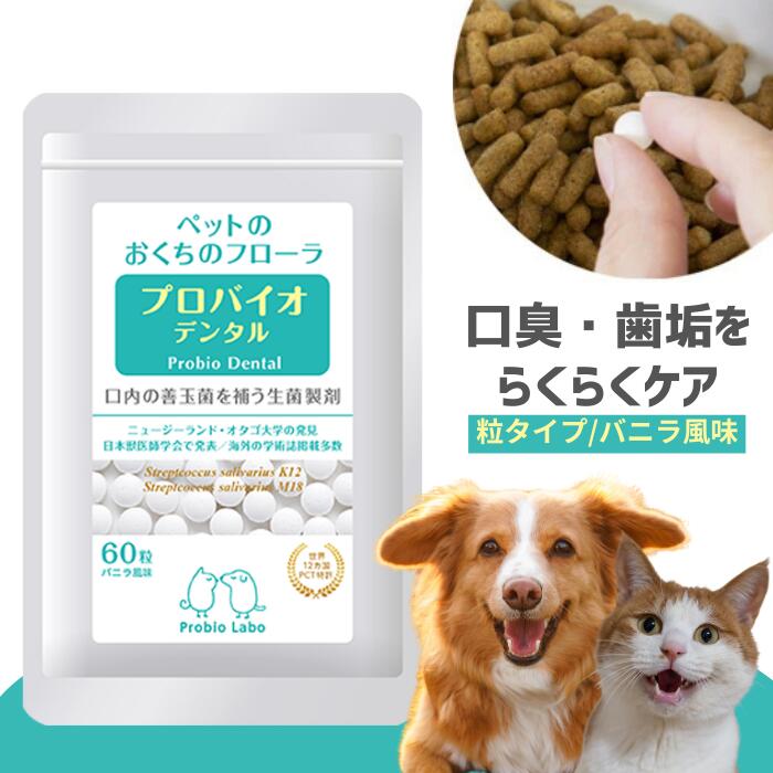 プロバイオデンタルPET 粒印字機 60粒 割り増し金流行り物 プロバイオデンタルペット 猫 犬 お兄ちゃん 小毛の荒物用 歯みがき サプリ 乳酸菌 口臭 歯垢 口述試験炎 歯ぐき炎 歯周病 歯石 年がしら デンタルケア お口すっきり