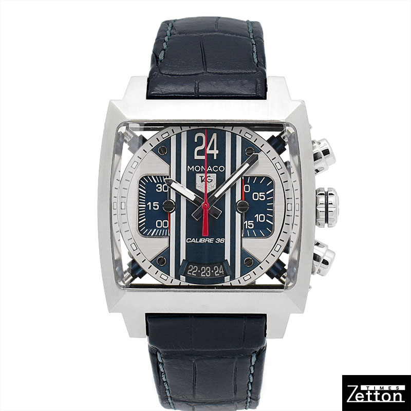 【国際保証書有り】【外装仕上げ済み】タグホイヤー TAG HEUER モナコ 24 キャリバー36 クロノグラフ CAL5111.FC6299 自動巻き シルバー/ブルー 40.5mm メンズ USED 中古