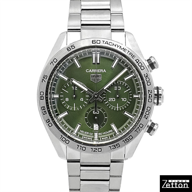 【国際保証書有り】【外装仕上げ済み】タグホイヤー TAG HEUER カレラ キャリバーホイヤー02 スポーツ クロノグラフ CBN2A10.BA0643 自動巻き グリーン 44mm メンズ USED 中古｜ブランドウォッチ専門店Zetton