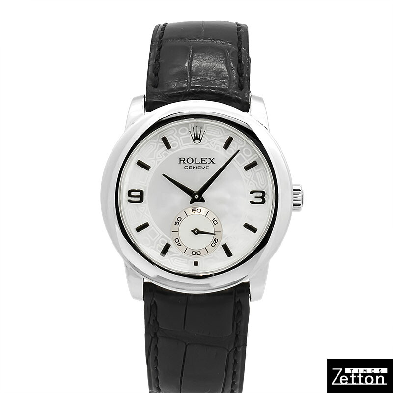 【国際保証書有り】【外装仕上げ済み】ロレックス ROLEX チェリーニ 5240/6 K番 手動巻き ホワイトシェル 35mm メンズ USED 中古