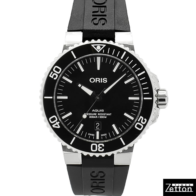 【新品】オリス ORIS アクイス デイト 733 7730 4134R 自動小銃一巻き 黒いこと 43.5粍 メンズ