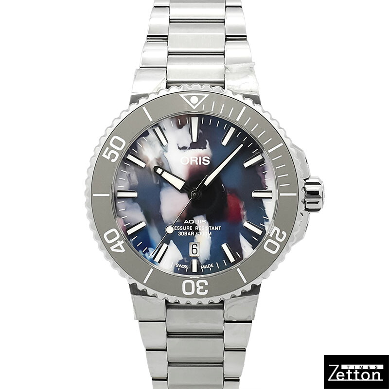 【新品】オリス ORIS アクイス デイト 引き上げる循環過程 733 7766 4150M 自動小銃一巻き マルチ色つや 41.5粍 メンズ