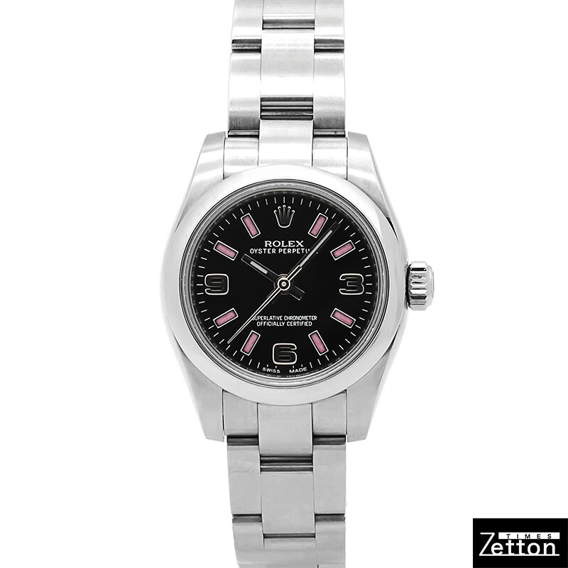 【インターナショナル御墨付き有り】ロレックス ROLEX オイスターパーペチュアル サクラ色赤ちょうちん/369 176200 自動小銃一巻き 黒いこと 26粍 レディース USED 中古