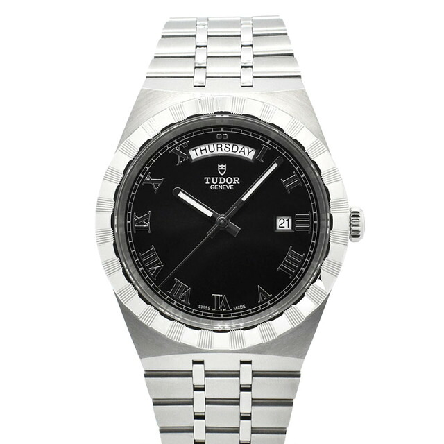 【新品】チューダー TUDOR ロイヤル 41 デイデイト 28600 自動小銃一巻き 黒いこと 41粍 メンズ