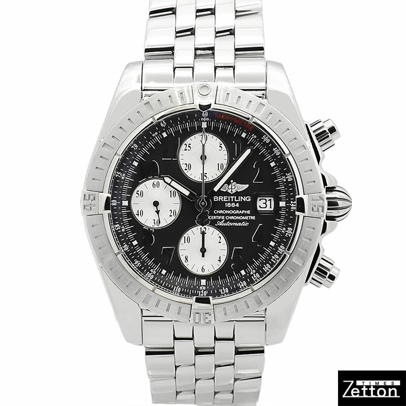 【インターナショナル御墨付き有り】【飾りつけ入眼済み】ブライト輪っか BREITLING クロノマット 系統発生 A156B21PA(A13356) 自動小銃一巻き 黒いこと/しろがね色 43.7粍 メンズ USED 中古