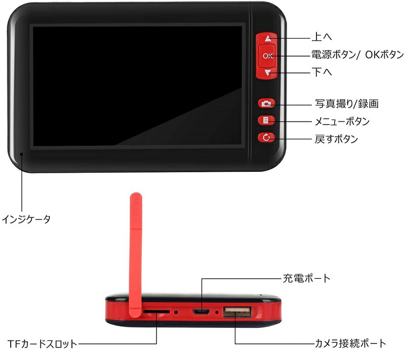 大きな取引 ファイバースコープ スネークカメラ USB充電式 工業用 内視鏡 IP67 防水 防塵 4.3インチ 多機能 1080p 高画質  多言語対応 エンドスコープ 360度 画面自由回転 録画機能 2m レンズ 8.0mm 8LED ライト 光度 調節可能 qdtek.vn