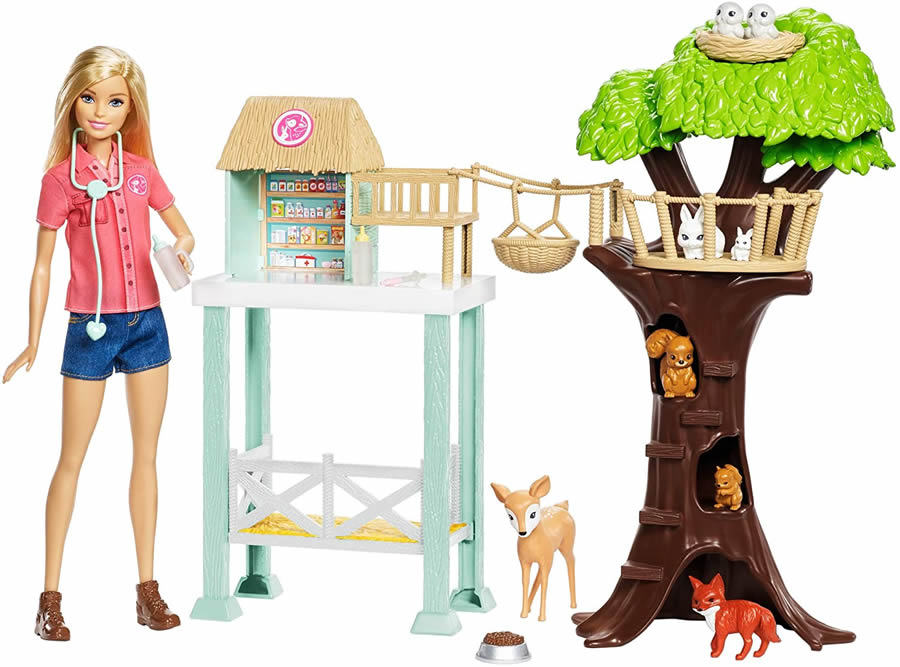 バービー アニマルレスキューセンター ドール プレイセット Barbie Doll And Animal Rescue Center With 8 Animals Fcp78 Mattel社 人形 動物 うさぎ りす きつね 鹿 動物愛護 Giosenglish Com