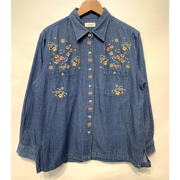 『TMT』 デニムシャツ　袖刺繍　スナップボタン　アメカジ　インディゴ　XL TMT』 デニムシャツ スナップボタン 袖刺繍 アメカジ インディゴ
