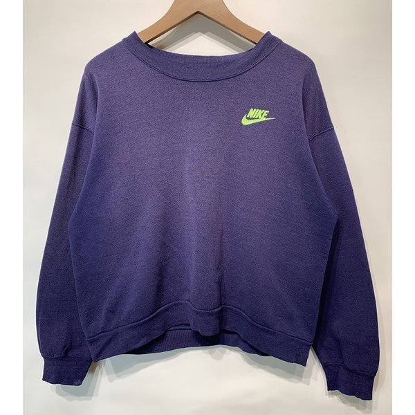 希少デザイン✨ 90s 銀タグ NIKE ナイキ スウェット 紫 刺繍ロゴ 古着