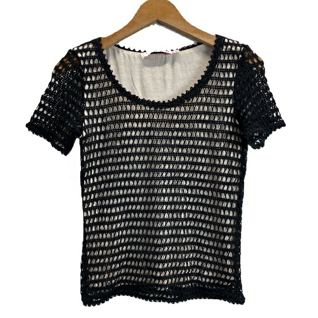 【中古】　See By Chloe　カットソー　半袖　Tシャツ　トップス　クルーネック　メッシュ　レイヤード　重ね着　ハイカジュアル　古着　/2495