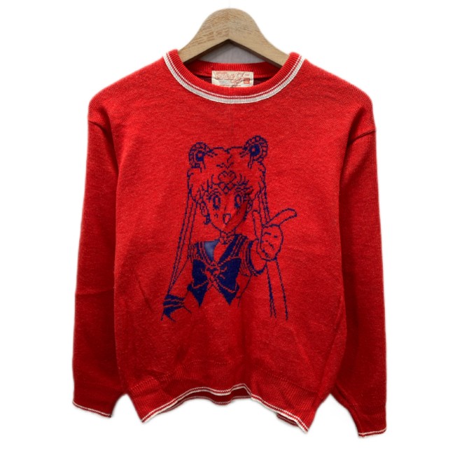 【中古】　BANDAI　セーター　90s vintage　90年代　長袖　ニット　トップス　クルーネック　キャラクター　美少女戦士セーラームーン S　月野うさぎ　(C)武内直子・講談社・テレビ朝日・東映動画　アニメ　マンガ　日本製　古着　/1904