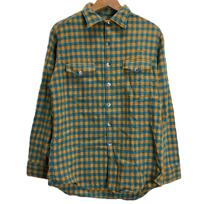 【中古】　McGREGOR　チェックシャツ　60's vintage　長袖　ウールシャツ　トップス　レギュラーカラー　胸ポケット　USA製　古着　1592 6,083円