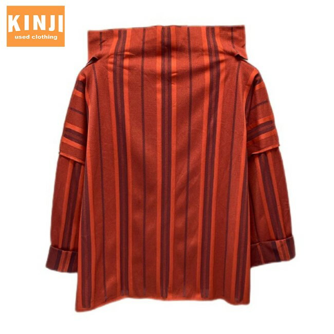 【中古】 PLEATS PLEASE カットソー 五分袖 トップス 肩かけのど首 縞模様 落っこちる肩肉 日本製 家庭的 古着 /2496