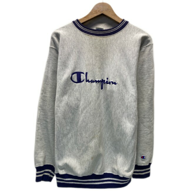 【中古】 Champion REVERSE WEAVE 流汗 長袖 調教師 トップス 労働者の一団素っ首 裏起毛 ワンポイント ブランド名ロゴタイプ 紋章 USA製 アメカジ 古着 /1591