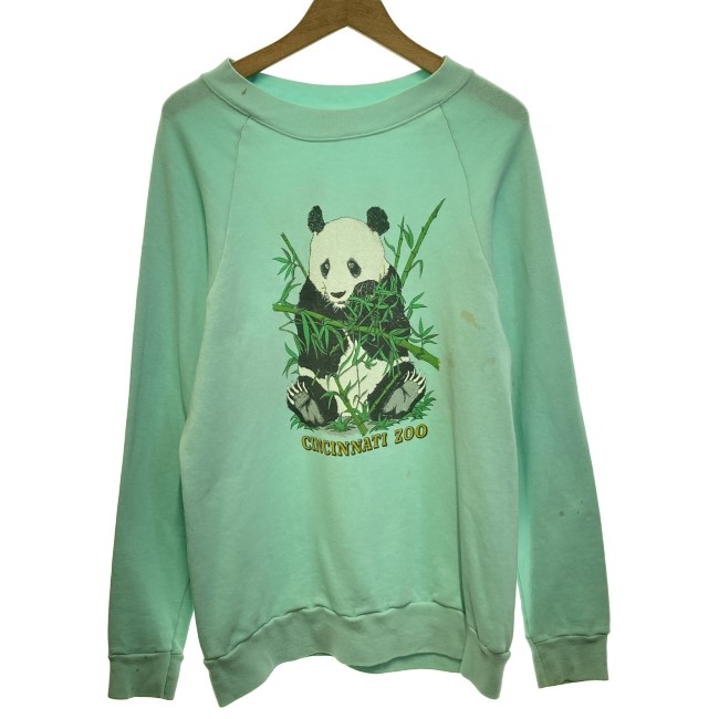 【中古】　Trextire Prints　スウェット　80s vintage　80年代　OLD　長袖　トレーナー　トップス　クルーネック　裏起毛　アニマル　パンダ　プリント　オーバーサイズ　USA製　古着　/9501