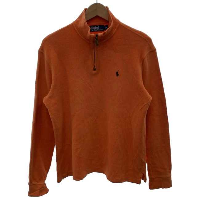 【中古】　POLO by RALPH LAUREN　セーター　長袖　プルオーバー　トップス　ハイネック　ハーフジップ　無地　ワンポイント　スモールポニー　刺しゅう　ハイゲージ　古着　/5629