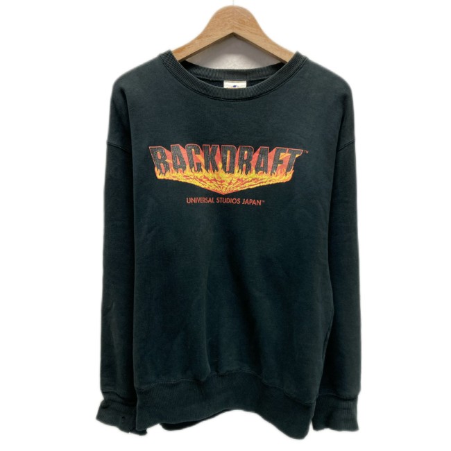【中古】　UNIVERSAL STUDIOS JAPAN　スウェット　長袖　トレーナー　トップス　クルーネック　裏毛　BACKDRAFT　バックドラフト　アクション　スリラー　プリント　古着　/1952