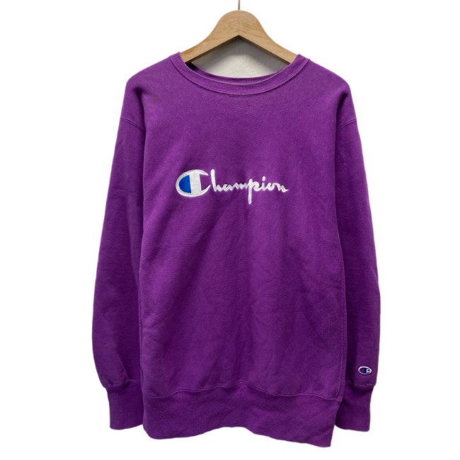 【中古】 Champion REVERSE WEAVE 汗水 90s vintage 90年月日 縫い引き舟 長袖 調教師 トップス 労働者の一団のど首 裏起毛 ブランド名ロゴタイプ 縫い USA製 アメカジ 古着 /1591