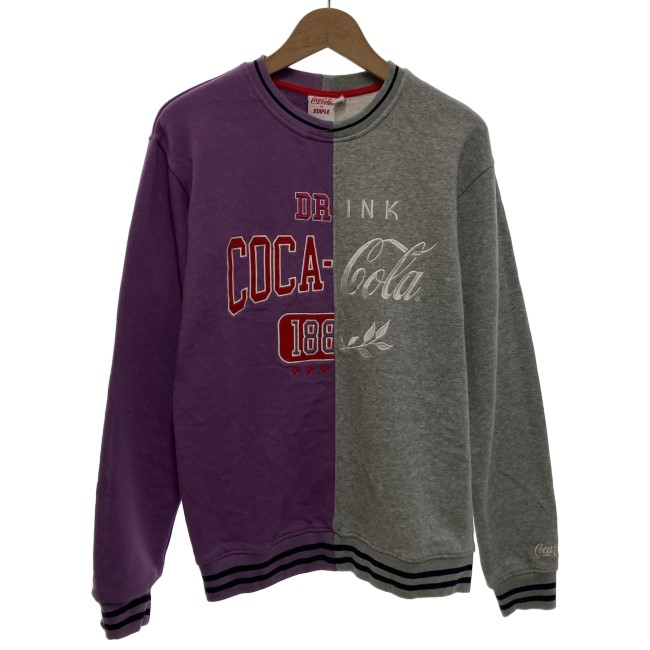 【中古】　Coca-Cola STAPLE　スウェット　長袖　トレーナー　トップス　クルーネック　裏起毛　リメイク加工　再構築　アドバタイジング　刺しゅう　企業ロゴ　古着　/7064