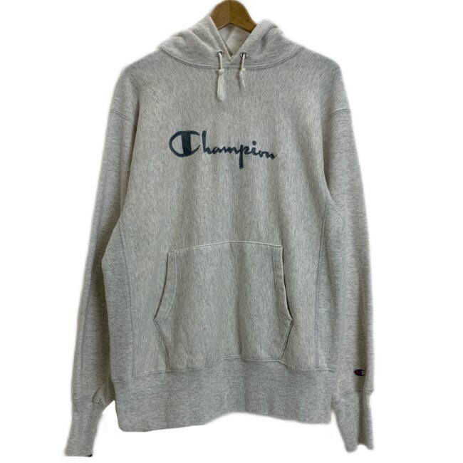 【中古】　Champion REVERSE WEAVE　パーカー　90s vintage　90年代　フーディ　プルオーバー　トップス　裏起毛　ブランドロゴ　刺しゅう　フロントポケット　USA製　アメカジ　古着　/1904