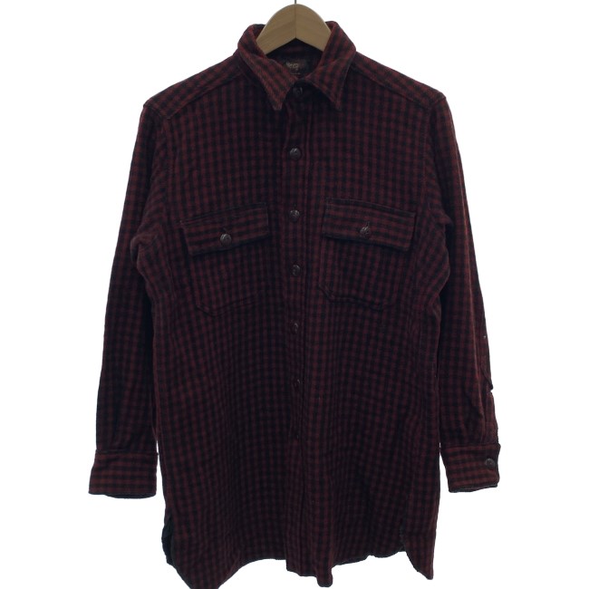 【中古】　WOOLRICH　ウールシャツ　50s vintage　50年代　OLD　チェックシャツ　長袖　トップス　レギュラーカラー　胸ポケット　アメカジ　古着　/1592 7,343円