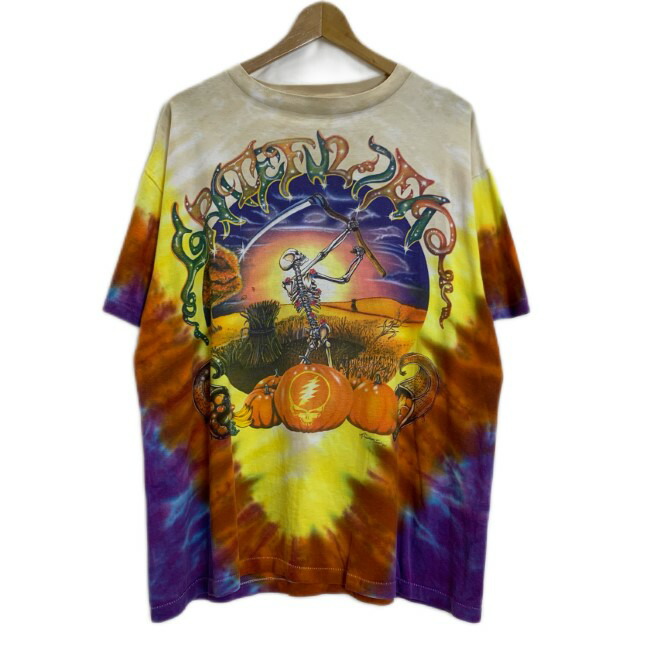 継続期間制限事項50％OFF! 【中古】 NOT FADE AWAY GRATEFUL DEAD バンT 90s vintage 90年月日 (C)1994 GDP Inc, TOUR プルオーバー 半袖 カットソー トップス 労働者の一団のど首 刷り上げる タイダイ ダンス楽隊ロゴタイプ ダンシングベア USA製 厚地の外套大きさ 古着 /1107