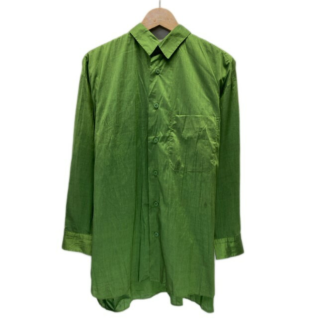 【中古】 ISSEY MIYAKE プレーンシャツ 長袖 シャツ トップス 無地 レギュラーカラー 胸ポケット 光沢 日本製 ドメスティック 古着 /1156