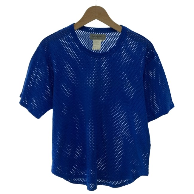 【中古】 Yohji Yamamoto プルオーバー 半袖 カットソー トップス 労働者の一団のど首 無地 メッシュ 花の冠yd 日本製 家庭内 古着 /1156