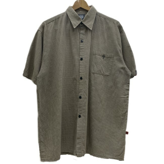 【中古】　DOG TOWN　チェックシャツ　半袖　シャツ　トップス　レギュラーカラー　胸ポケット　ワンポイント　ブランドロゴ　刺しゅう　オーバーサイズ　ストリート　古着　/1953｜KINJIusedclothing