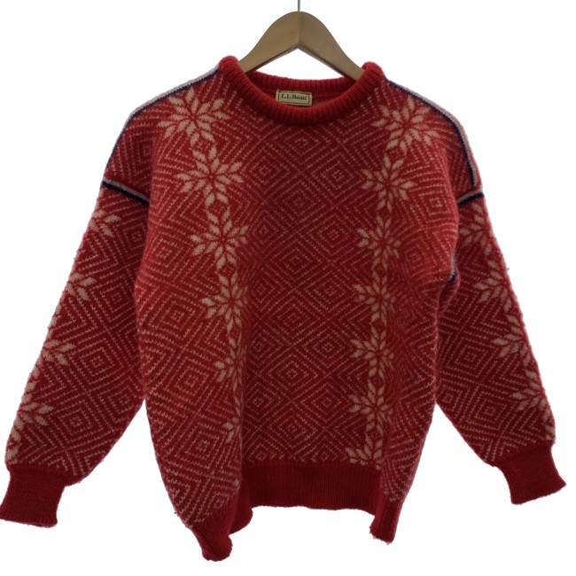 【中古】　L.L.Bean　セーター　長袖　ニット　トップス　クルーネック　総柄　ノルディック柄　ノルウェー製　アウトドア　古着　/1152｜KINJIusedclothing