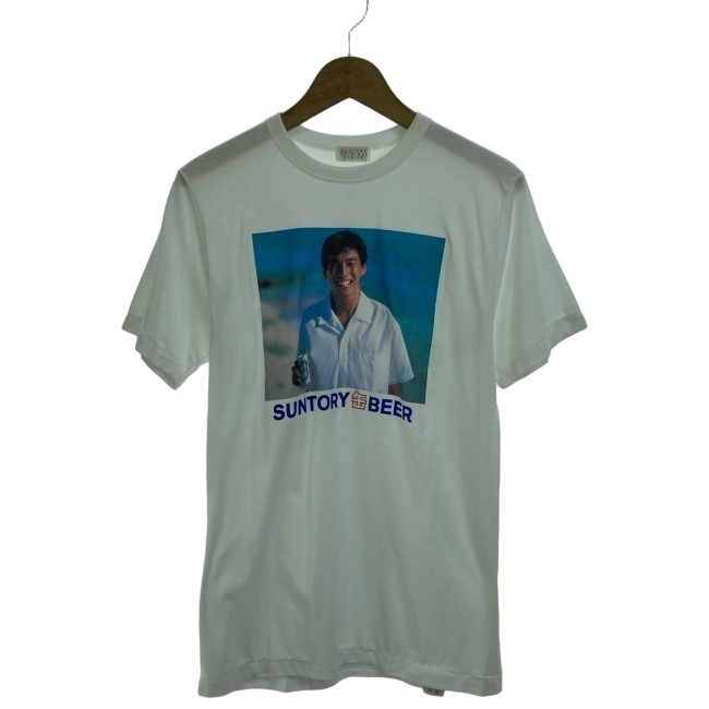 【中古】　SUNTORY　Tシャツ　80s vintage　80年代　半袖　カットソー　トップス　クルーネック　プリント　明石家さんま　フォト　アドバタイジング　日本製　古着　/1103