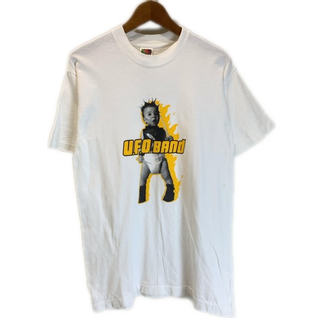 【中古】　FRUIT OF THE LOOM　Tシャツ　90s vintage　90年代　OLD　半袖　トップス　クルーネック　プリント　U.F.O BAND　日清　アドバタイジング　古着　/1953