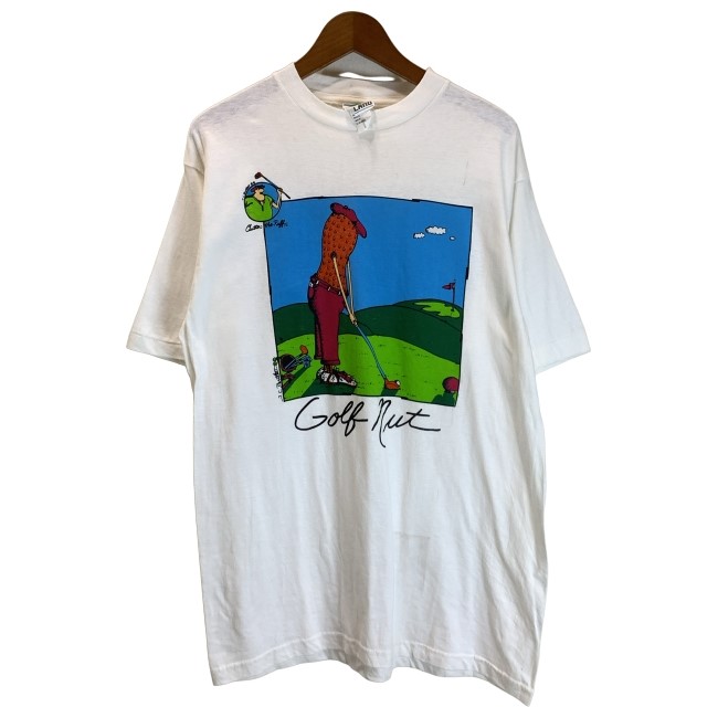 【中古】　THUNDER ISLAND　Tシャツ　90s vintage　90年代　OLD　半袖　トップス　クルーネック　プリント　Golf Nut　古着　/7309