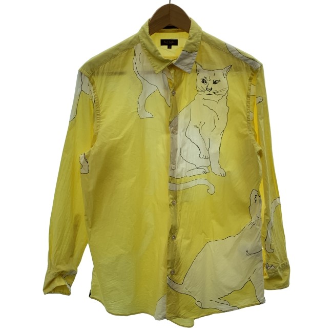 【中古】 Paul Smith 柄プルオーバー 長袖 トップス レギュラー色合い 総柄 猫 毛の荒物 日本製 古着 /1582 トップス-メンズファッション-カジュアルシャツ