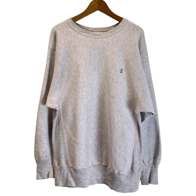【中古】　Champion REVERSE WEAVE　スウェット　80s vintage　80年代　OLD　トリコタグ　長袖　トレーナー　トップス　クルーネック　裏起毛　無地　ワンポイント　刺しゅう　オーバーサイズ　USA製　アメカジ　古着　/1591