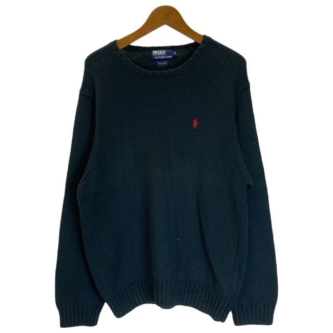 【中古】 POLO by RALPH LAUREN プルオーバー 長袖 編み物 トップス 労働者の一団のど首 置き目ゲージ 無地 ワンポイント ブランド名ロゴタイプ スモールポニー 縫い 大層らしい大きさ 古着 /2004