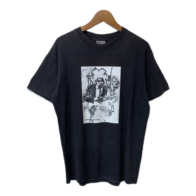 【中古】 ONIITA Tシャツ 半袖 カットソー トップス クルーネック プリント ジャン=ミシェル・バキスア 画家 イラスト風 USA製 古着 /1930|KINJIusedclothing