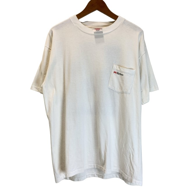【中古】 プルオーバー 90s vintage 90年月日 OLD 半袖 トップス 労働者の一団素っ首 刷り上げる Marlboro 広告業 厚地の外套大きさ USA製 古着 /7309