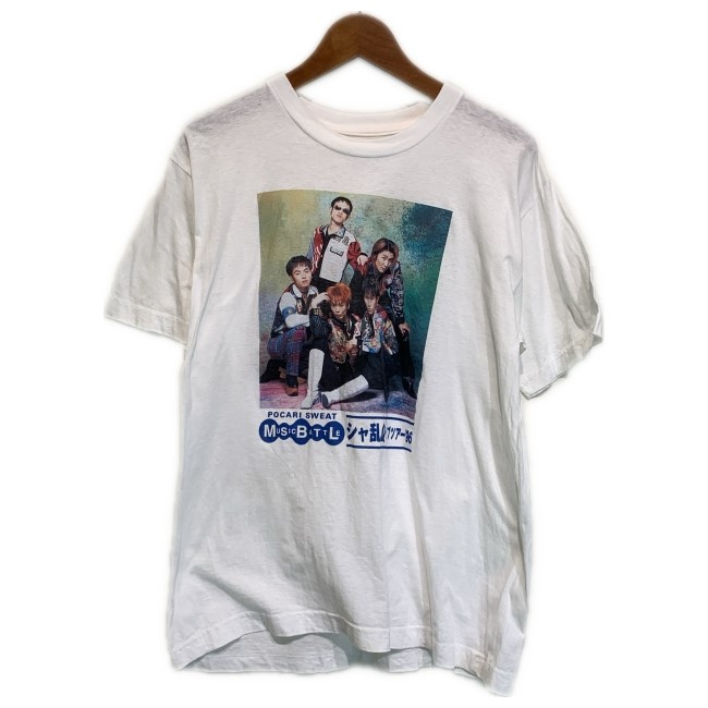 【中古】 シャ乱Q バンT 90s vintage 90日にち OLD 半袖 カットソー トップス 労働者の一団のど首 広告業 ポカリスエット 周遊旅行T アー写 刷り上げる 古着 /1107 トップス-メンズファッション-Tシャツ・カットソー