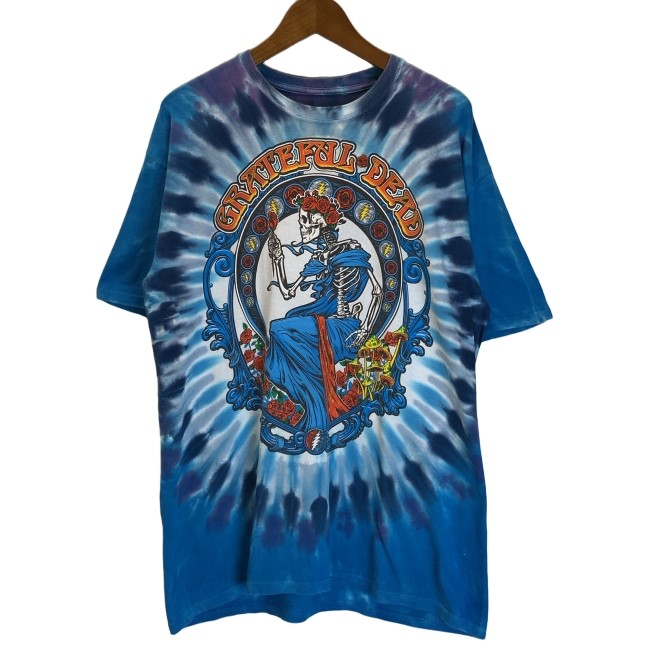【中古】 LIQUID BLUE GRATEFUL DEAD (C)2018GDP バンT ティーシャツ 半袖 カットソー トップス 労働者の一団のど首 タイダイ 両面刷り上げる 大層らしい大いさ USA製 古着 /1107