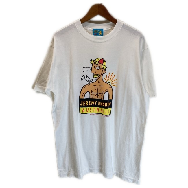 【中古】 Levi\u0027s × JEREMY ANDREW プルオーバー 90s vintage 90年月日 半袖 カットソー トップス 労働者の一団素っ首 小間絵 刷り上げる ポップアート建築家 日本製 アメカジ 古着 /1953