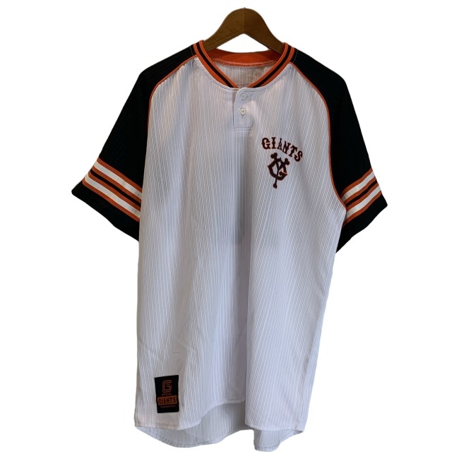 【中古】　GIANTS　ベースボールシャツ　半袖　Tシャツ　トップス　ジャイアンツ　野球　プリント　ABE 10　阿部慎之助　古着　/1191