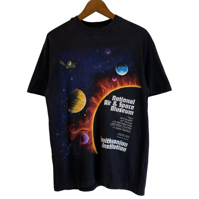 【中古】 Hanes Tシャツ 80s vintage 80年代 OLD 半袖 トップス クルーネック プリント 国立航空宇宙博物館 太陽系 USA製 古着 /7309